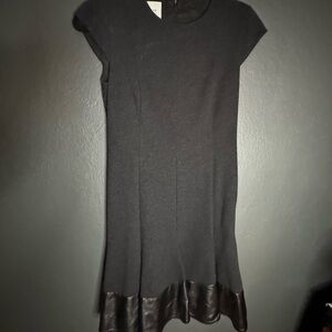 AKRIS Black Dress with Leather Trim
